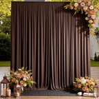 10ftx12ft Brown Backdrop Curtains for Parties, Wrinkle Free Polyester Brown Photo Backdrop Drapes 2 Panels 12 ft Long Back Drop Cloth for Wedding Birthday Photography Background Party - Image 3
