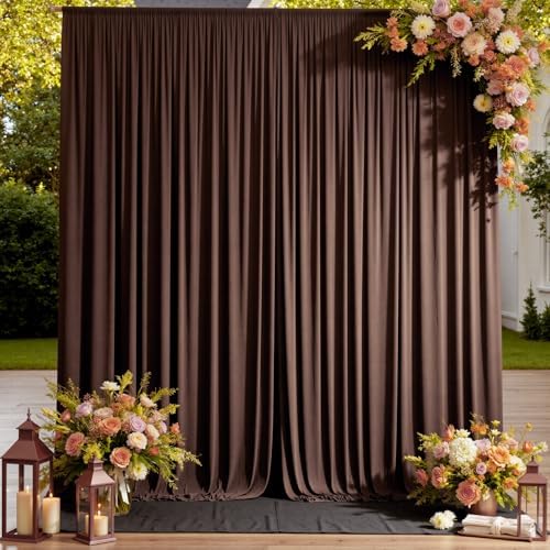 10ftx12ft Brown Backdrop Curtains for Parties, Wrinkle Free Polyester Brown Photo Backdrop Drapes 2 Panels 12 ft Long Back Drop Cloth for Wedding Birthday Photography Background Party - Image 3