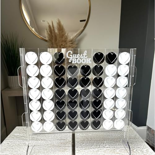 Acrylic Wedding Guest Book Alternative | Unique Connect-Style Frame with 54 Heart Chips, Guest Book Sign & 2 Pens | for Graduation 2026, Baby Shower, Bridal Shower, Birthday, and Retirement Parties - Image 2