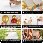 2 Sets Red Gold Balloon Column Stand Kit with 100 Balloons Adjustable Balloon Tower Stand with Bases for Floor Red Gold Confetti Balloon Column Kit for Back to School Birthday Wedding Party Decor - Image 5