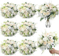 Tigeen 6 Bundles Artificial Flowers Bouquet for Wedding, White by Tigeen