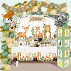 MEGA 257 Pc Woodland Baby Shower Decorations Boy & Girl Kit, Forest Animal Theme, Gender Neutral Baby Shower Decor, BABY boxes, Backdrop, Banner, Balloon Garland, Tablecloth, Plates Cups -20 Guests by RegalDecorations