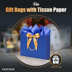 YACEYACE Blue Gift Bags with Bow 20Pack of Blue Gift Bag with Tissue Paper - Image 2