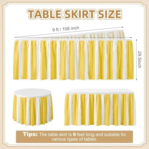 Sanwarm Table Skirt, 29" x 108", for Rectangular & Round Desk Boho Striped - Image 2