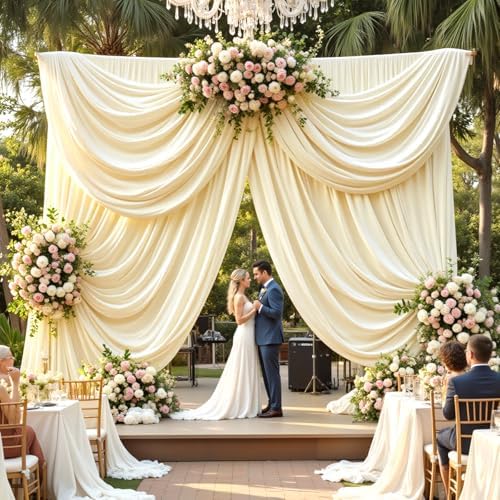 30ft x 10ft Beige Backdrop Curtains for Parties, 6 Panels 5ft x 10ft Wrinkle-Free Polyester Photo Backdrop Drapes for Wedding Birthday Baby Shower Graduation Photography Background - Image 4