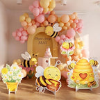 Honoson 4 Pcs 22.8" x 23.6" Large Bee Baby Shower Decorations Cardboard Cutouts, a Little Honey is on The Way Bee Theme Backdrop Daisy Sunflower Yard Signs for Birthday Party Supplies Photo Prop - Image 6