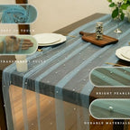 Set Of 6 Pearl Table Runner 10ft, 29 X 120 Inch Light Blue Tulle Table Cover, Pearl Sheer Table Runner For Wedding Party Baby Shower Birthday Home Decor - Image 5