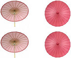 Koyal Wholesale 32" Red Paper Parasol Umbrella 4 Pack, Large Paper Umbrella Bulk, Paper Parasol Wedding Umbrellas, Red Parasol Umbrella Bridal Party Decor Photo Props, Sun Parasols for Shade by KoyalWholesale