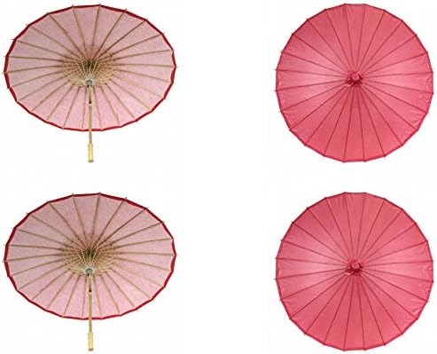 Koyal Wholesale 32" Red Paper Parasol Umbrella 4 Pack, Large Paper Umbrella Bulk, Paper Parasol Wedding Umbrellas, Red Parasol Umbrella Bridal Party Decor Photo Props, Sun Parasols for Shade by KoyalWholesale