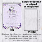 Amanda Creation Custom Baby Shower Invites Purple Raccoon Baby Shower Invitations 20 5x7 Custom Personalized Invites With Envelopes - Image 7