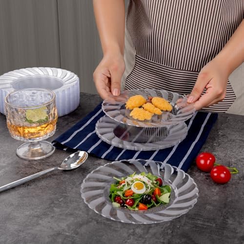U-QE 100 Pieces Clear Plastic Plates, 7 Inch Plastic Dessert Plates - Image 6