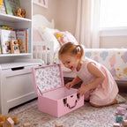 SiliFine Pink Keepsake Box for Baby, Wooden Memory Storage for Newborns - Image 4
