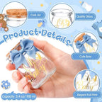Funnymoom 24 Sets Baby Shower Bottles Favors for Guests Glass 100 ml Milk Jar with Ribbons and Stickers Decorations for Gender Reveal Newborn Centerpiece Party Favor(Dusty Blue,Baby) - Image 4
