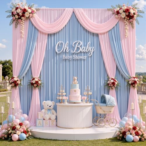 20ft×15ft Light Pink Backdrop Curtain for Wedding Parties - Image 5
