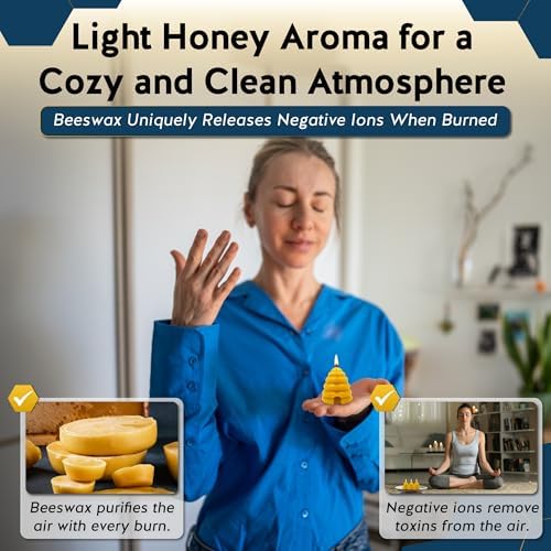 Alternative Imagination Beehive Votive Candles - 12 Pack of Hand Poured Pure Beeswax Candles with Cotton Wicks - Unscented, Non-Toxic, Eco-Conscious Bee Decor and Natural Gifts for Home or Events - Image 4