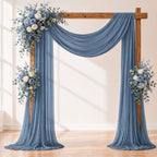Dusty Blue Wedding Arch Draping Fabric Sheer Curtain Drapes 3 Panels | 20 ft Extra Long Shimmery Backdrop Curtains for Wedding Anniversary Party Summer Outdoor Events Drapery Photo Background by Aeviusmo