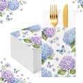 Hydrangea Linen Feel Pocket Napkins for Wedding Bridal Shower Supplies by Fouliki