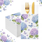 Hydrangea Linen Feel Pocket Napkins for Wedding Bridal Shower Supplies by Fouliki