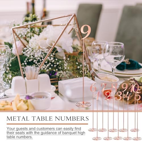 Therwen 20 Pcs Metal Table Numbers 1-20 Table Numbers for Wedding,Rose Gold - Image 6