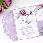 50PCS Purple Blank Wedding Invitations Shower Birthday Quince Party Invites - Image 3