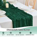 16 Pack Dark Green Cheesecloth Table Runner 21.5 x 120 Inches Boho Gauze Table Runners 10FT Long Cheese Cloth Table Runner for Bridal Shower Baby Shower Birthday Party Wedding Decor - Image 6