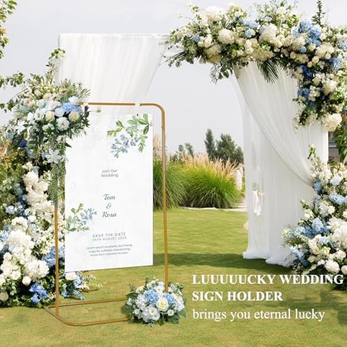 Adjustable Sign Holder, Heavy‑Duty Easel Stand, Wedding Sign Banner Stand for Wedding, Birthday, Baby Shower Events (Gold, M) - Image 4