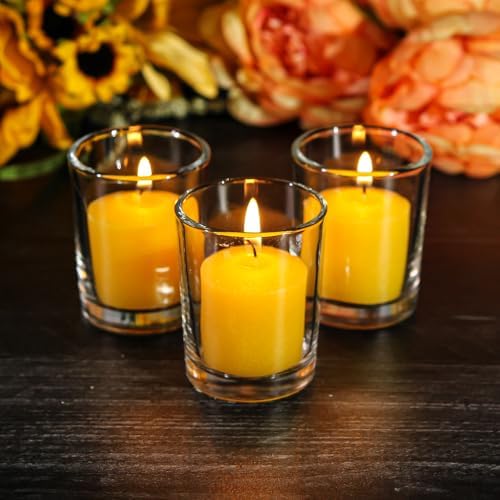 Set of 144 Richland Votive Candles Yellow Unscented and 144 Clear Glass Eastland Votive Holders - Image 5
