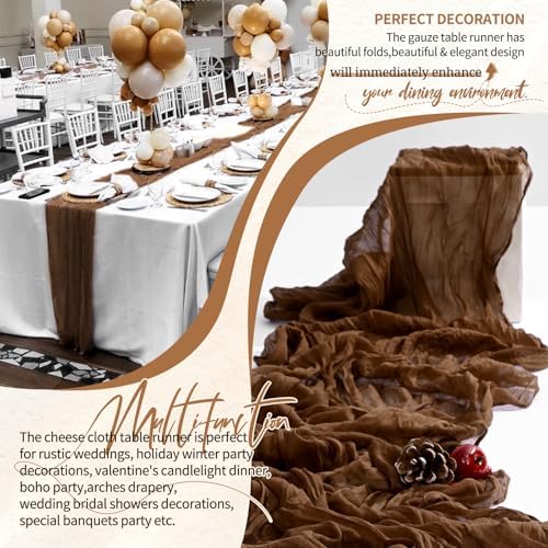 30 Pack Cheesecloth Table Runner 10FT Brown Table Runner Boho Gauze Cheese Cloth Table Runners Long Rustic Sheer Table Decorations for Wedding Party Baby Bridal Shower Birthday Holiday Home - Image 6