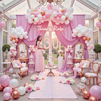 50ft x 12ft Wrinkle Free Pink Backdrop Curtains for Parties, 10 Panels 12FT Long Photo Backdrop Drapes Silky Back Drop Cloth for Wedding Birthday Photography Background Decor - Image 3