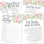 Hadley Designs - 25 Floral Word Scramble For Baby Shower, 25 Trivia Game, 25 Find The Guest - 4 Double Sided Cards Baby Shower Ideas, Gender Reveal Games by HadleyDesigns