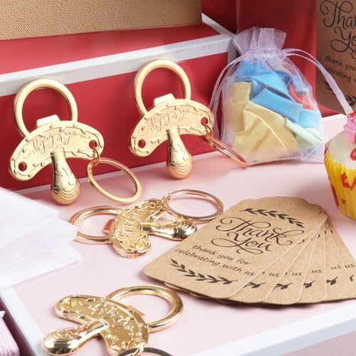 25 Pack Pacifier Bottle Openers for Baby Shower Favors with Organza Bags and Thank You Tags for Kids Birthday Party, Baby Welcome Party and Wedding - Image 7