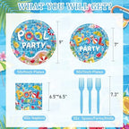 250 Pcs Summer Pool Plates and Napkins, 50 Guests Disposable Pool Party Dinnerware Swimming Beach Ball Tableware Set for Birthday Hawaii Holiday Picnic Party Supplies - Image 2