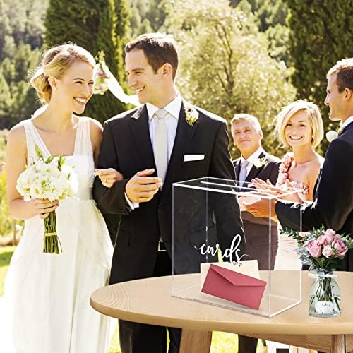 Hooqict Clear Acrylic Wedding Card Box with Slot Large Blank Gift Card Boxes for Reception, Party, Wishing Well, Money Box Holder, Graduation Decorations, Baby Shower - Image 5