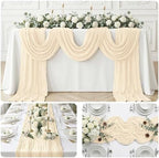 20 Pack Ivory 17 x 108 Inch Cheesecloth Table Runner - Boho Gauze Sheer Fabric for Wedding Baby Shower Party Home Decor - Image 7