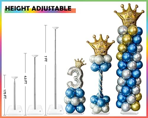 YALLOVE Balloon Column Stand Kit, 4 Sets of 7 Feet Height Adjustable Balloon Tower Pillar with Reusable Metal Telescopic Design for Birthday, Wedding, Baby Shower, Graduation Party Decoration - Image 3