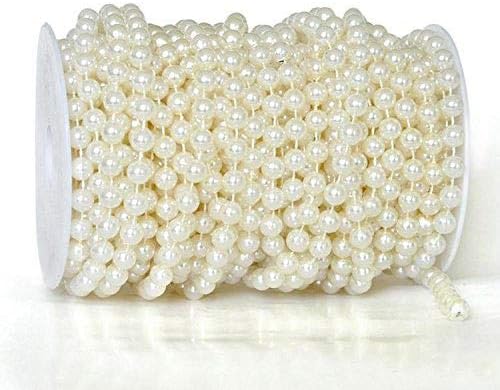 Krismile 22 yards 10mm Large crystal Faux Pearls Beads String By the Roll for Party Garland flowers Wedding Baby Shower Centerpieces Bridal DIY Decoration KRS031 (Ivory) by Krismile