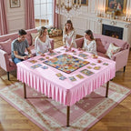 Wish Care Pink Spandex Tablecloths for 54x54 Inch Square Tables, Stretch Fitted Table Clothes with Pleated Ruffle Skirt for 54” Table, Wrinkle Free and Elastic, for Party Kitchen Home Dining - Image 7