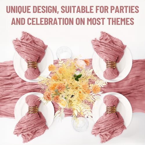 Cupuamon 100 Pack Cheesecloth Napkins 20x20 Inch Dinner Table Napkins Boho Washable Rustic Gauze Napkins Bulk for Wedding Bridal Baby Shower Party Decor (Dusty Pink) - Image 7