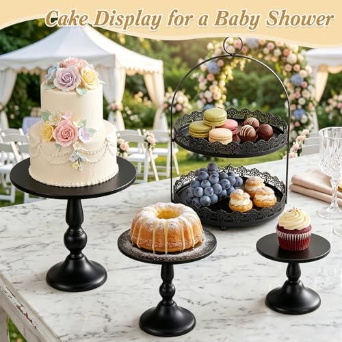 10 Pcs Black Cake Stand Set Metal Cupcake Stands, Multiple Styles Dessert Display Tower for Candy Fruit, Cake Serving Trays for Birthday, Wedding, Anniversary, Baby Shower, Engagement Party - Image 2