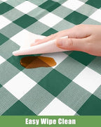Smiry 12 Packs Gingham Disposable Table Cloth, 54 x 108 Inch Waterproof Plastic Tablecloth, Rectangle Hunter Green and White Checkered Table Covers for Picnic, Birthday, Party - Image 4