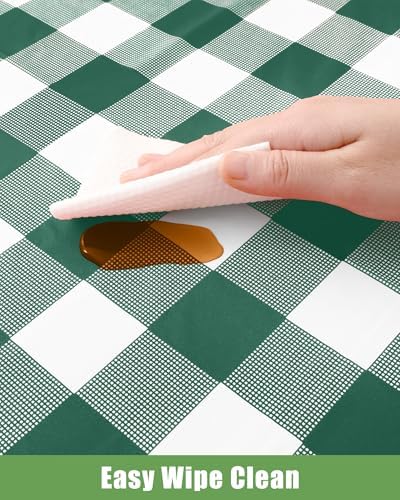 Smiry 12 Packs Gingham Disposable Table Cloth, 54 x 108 Inch Waterproof Plastic Tablecloth, Rectangle Hunter Green and White Checkered Table Covers for Picnic, Birthday, Party - Image 4