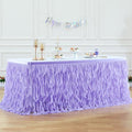Partisky Lavender Purple Tulle Curly Willow Table Skirt for Rectangle Table 17ft, Ruffle Tutu Table Cloth for Girls Boys Baby Shower,Mermaid Birthday Party by Partisky