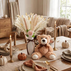 4 Sets 125 Pcs Bear Baby Shower Table Centerpiece with Bear Stuffed Animals Brown Dried Pampas Grass Artificial Flower Plastic Vase for Boho Wedding Bridal Reveal Birthday Baby Shower Decor - Image 3