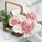 48 PCS Dusty Pink & Champagne Roses Artificial Flowers,Silk - Image 5