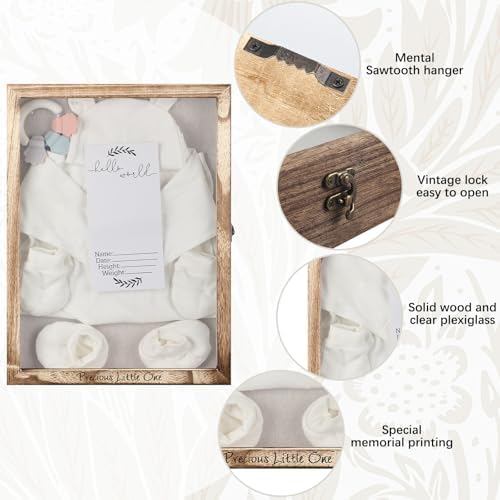 Jetec 12 x 16 Baby Shower Shadow Box Keepsake Frame, Wood - Image 3