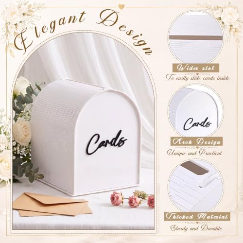 BreezeHug White Arched Acrylic Wedding Card Box with 3D Cards Letters, Modern Card Holder with Slot for Reception, Bridal Shower, Baby Shower, Birthday Party - Image 4