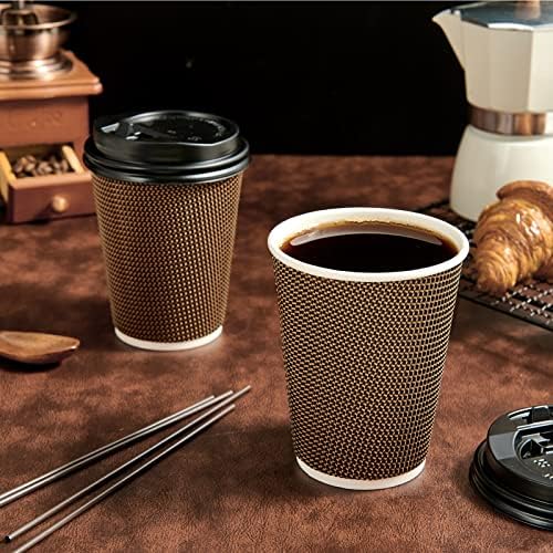 LITOPAK 80 Pack 12 oz Disposabel Paper Cups, Coffee Cups with Lid, Stirrers - Image 5