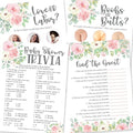 Hadley Designs - 25 Floral Trivia Game, 25 Find The Guest Game, 25 Love Or Labor Game, 25 Boobs Or Baby Butts - 4 Double Sided Cards Baby Shower Ideas, Gender Reveal Games Baby Shower Games by HadleyDesigns