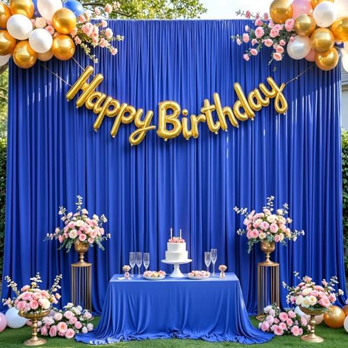 20x10ft Royal Blue Backdrop Curtain for Wedding Parties Wrinkle Free Fabric Royal Blue Drapes Backdrop Decoration for Baby Shower Birthday Photography Decoration 4 Panels, 5ft x 10ft - Image 3