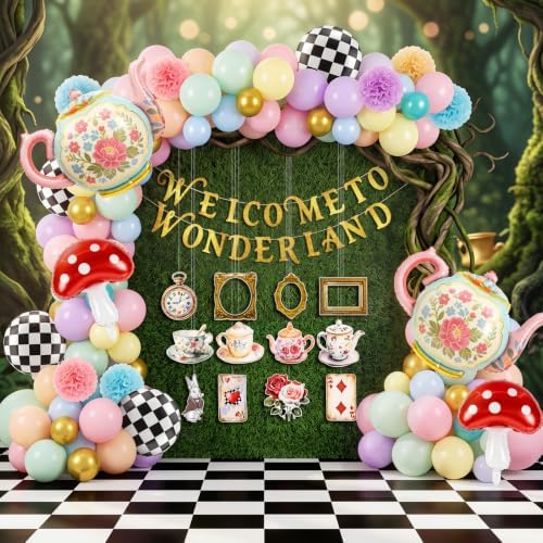 Gejoy 82 Pcs Wonderland Tea Party Decorations, Vintage Halloween Decor by Gejoy